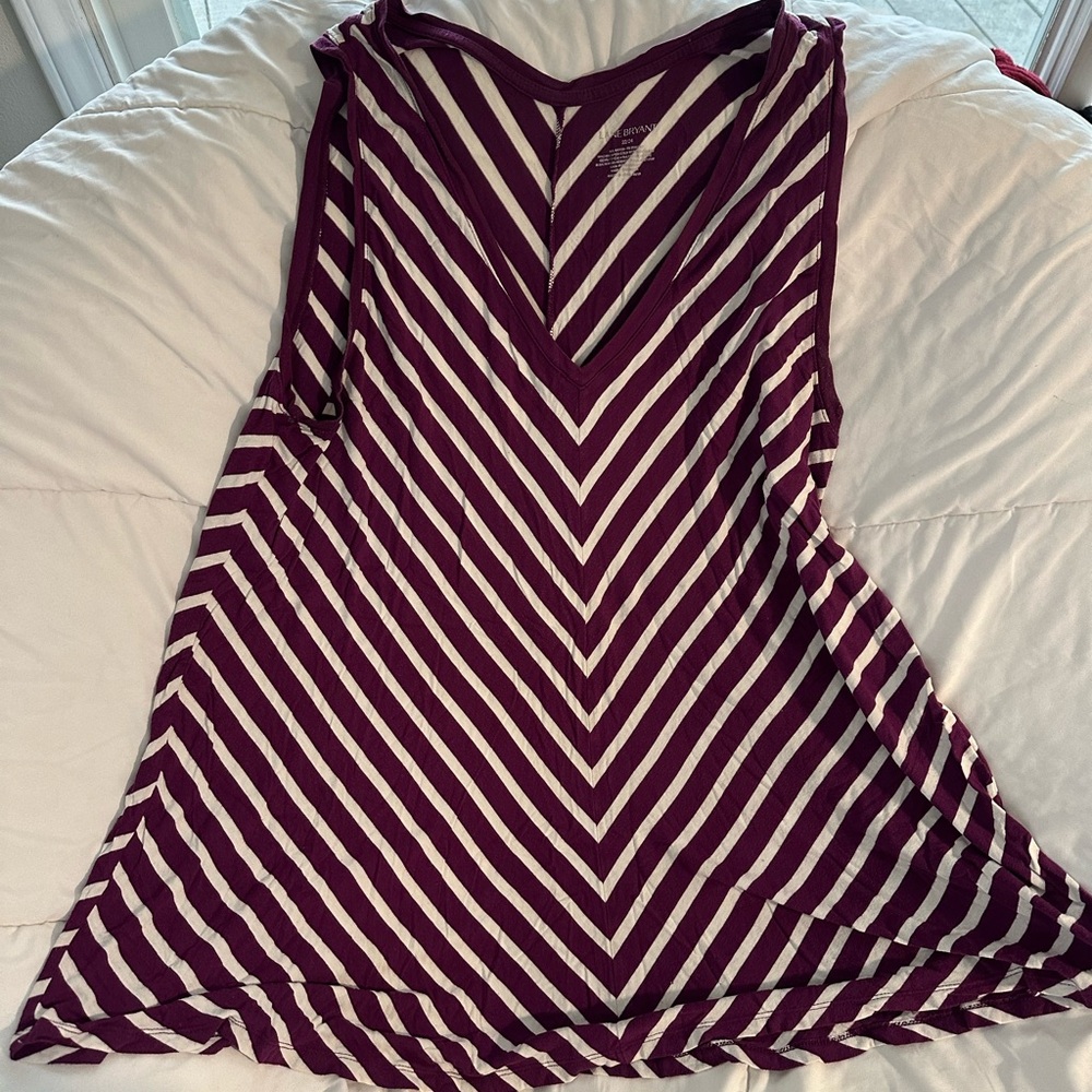 Lane Bryant Purple and White Striped Top